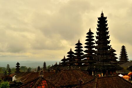 View of some sacred buildings in the Pura Besakih complex, Baliの写真素材