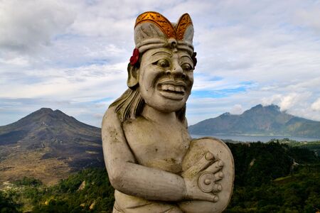 A statue in front of an amazing view of the mountains, Baliの写真素材
