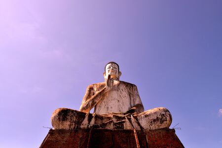 View of the giant Buddha in the Wat Ek Phnom complex, Battambang, Cambodiaの写真素材