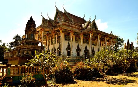 View of the modern Ek Phnom temple, Battambang, Cambodiaの写真素材