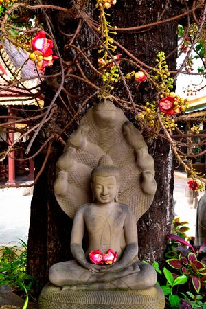 Closeup of a statue in the gardens of the Royal Palace complex of Phnom Penh, Cambodia