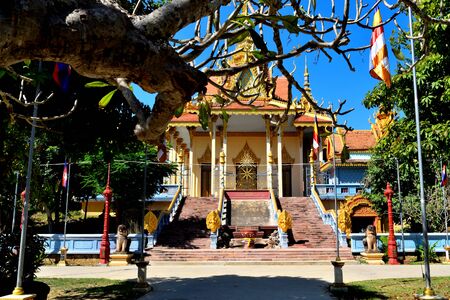 View of the modern Ek Phnom temple, Battambang, Cambodiaの写真素材