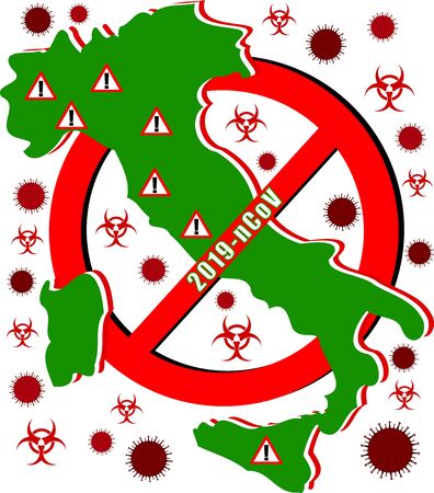 Vector illustration on the risk of contracting the coronavirus in Italy.のイラスト素材