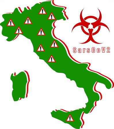 Vector illustration on the risk of contracting the coronavirus in Italy.のイラスト素材