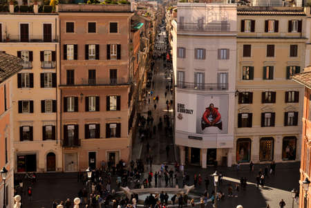 March 8th 2020, Rome, Italy: View of Piazza di Spagna with few tourists because of the coronavirus epidemicのeditorial素材