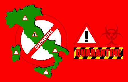 Vector illustration on the quarantine in Italy due the coronavirus epidemicのイラスト素材
