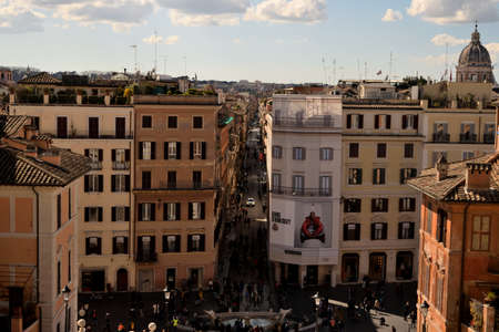 March 8th 2020, Rome, Italy: View of Piazza di Spagna with few tourists because of the coronavirus epidemicのeditorial素材