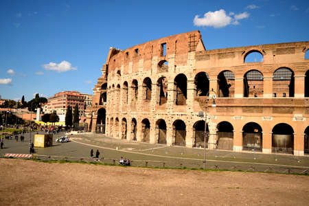 March 8th 2020, Rome, Italy: View of the Colosseum with few tourists due to the coronavirus epidemicのeditorial素材