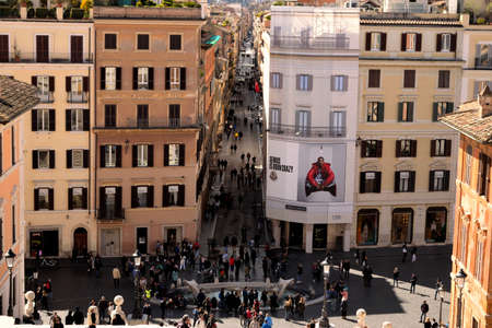 March 8th 2020, Rome, Italy: View of Piazza di Spagna with few tourists because of the coronavirus epidemicのeditorial素材