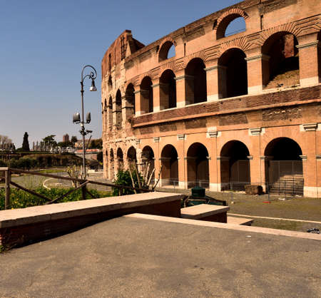 April 8th 2020, Rome, Italy: View of the Colosseum without tourists due to the lockdownのeditorial素材
