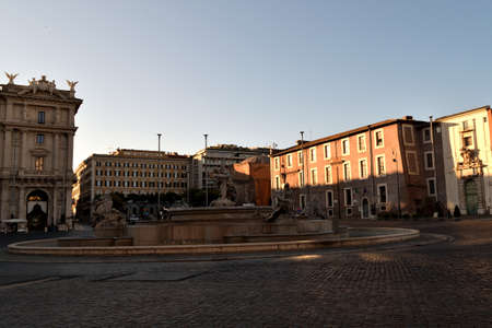 May 7th 2020, Rome, Italy: View of the Republic Square without tourists due to the phase 2 of lockdownのeditorial素材