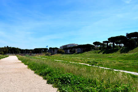May 8th 2020, Rome, Italy: View of the Circus Maximus without tourists due to the phase 2 of lockdownのeditorial素材
