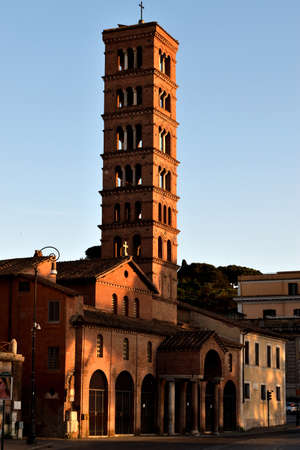 May 12th 2020, Rome, Italy: View of the Santa Maria in Cosmedin, Mouth of Truth, without tourists due to phase 2 of the lockdownのeditorial素材