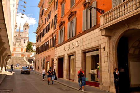 May 25th 2020, Rome, Italy: View of the Via dei Condotti and Piazza di Spagna without tourists due to the phase 2 of lockdownのeditorial素材