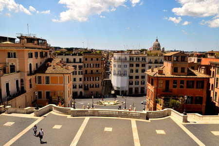 May 25th 2020, Rome, Italy: View of the Via dei Condotti and Piazza di Spagna without tourists due to the phase 2 of lockdownのeditorial素材