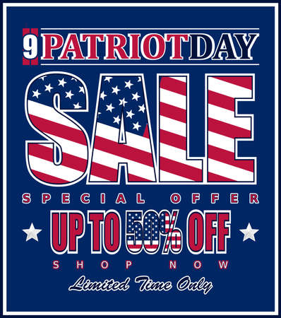 Vector illustration for promotional sales for US Patriot Day. Perfect for any use.のイラスト素材