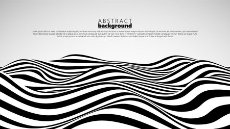 Flat effect of black and white waves.のイラスト素材