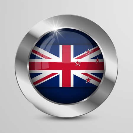 EPS10 Vector Patriotic Button with New Zealand flag colors. An element of impact for the use you want to make of it.のイラスト素材