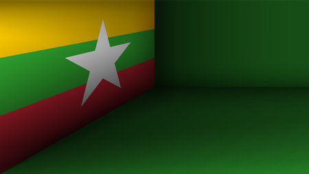Patriotic background with Myanmar flag colors. An element of impact for the use you want to make of it.のイラスト素材