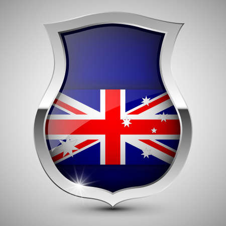 EPS10 Vector Patriotic shield with flag of Australia. An element of impact for the use you want to make of it.のイラスト素材