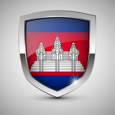 EPS10 Vector Patriotic shield with flag of Cambodia. An element of impact for the use you want to make of it.のイラスト素材