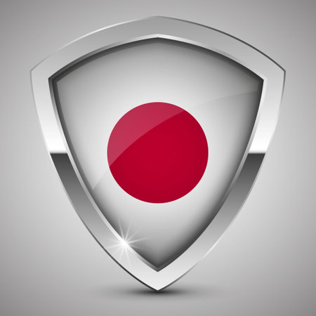 EPS10 Vector Patriotic shield with flag of Japan. An element of impact for the use you want to make of it.のイラスト素材