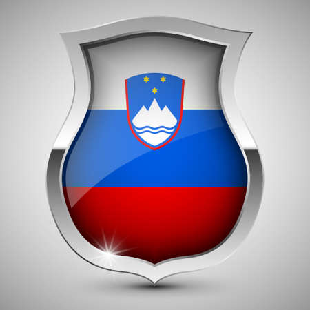 EPS10 Vector Patriotic shield with flag of Slovenia. An element of impact for the use you want to make of it.のイラスト素材