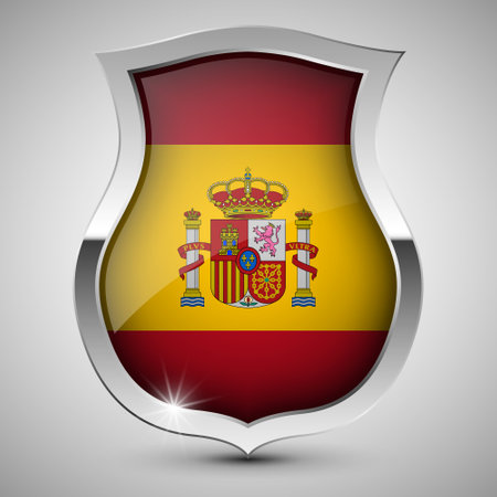 EPS10 Vector Patriotic shield with flag of Spain. An element of impact for the use you want to make of it.のイラスト素材