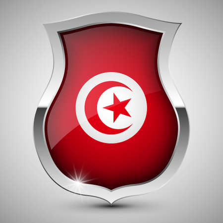 EPS10 Vector Patriotic shield with flag of Tunisia. An element of impact for the use you want to make of it.のイラスト素材
