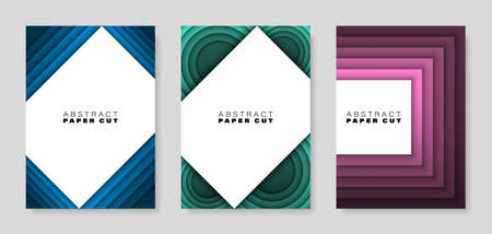 Set of covers with particular paper cut graphics. Elements easily adaptable to any use.のイラスト素材