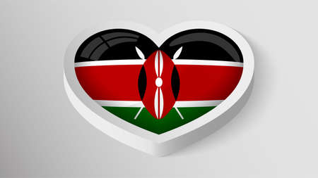 EPS10 Vector Patriotic heart with flag of Kenya. An element of impact for the use you want to make of it.のイラスト素材