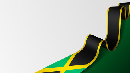 Jamaica ribbon flag background. Element of impact for the use you want to make of it.のイラスト素材