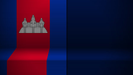 3d background with flag of Cambodia. An element of impact for the use you want to make of it.のイラスト素材