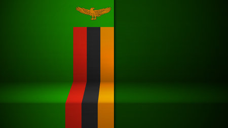 3d background with flag of Zambia. An element of impact for the use you want to make of it.のイラスト素材