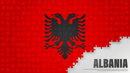 Albania jigsaw flag background. Element of impact for the use you want to make of it.のイラスト素材