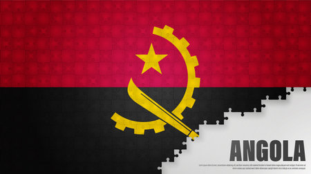 Angola jigsaw flag background. Element of impact for the use you want to make of it.のイラスト素材