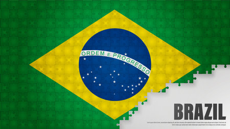 Brazil jigsaw flag background. Element of impact for the use you want to make of it.のイラスト素材