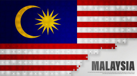 Malaysia jigsaw flag background. Element of impact for the use you want to make of it.のイラスト素材