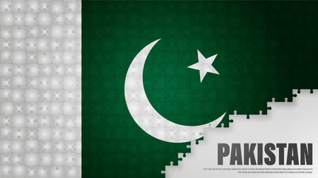 Pakistan jigsaw flag background. Element of impact for the use you want to make of it.のイラスト素材