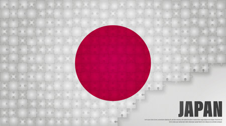 Japan jigsaw flag background. Element of impact for the use you want to make of it.のイラスト素材