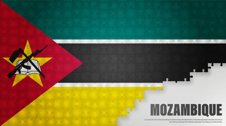 Mozambique jigsaw flag background. Element of impact for the use you want to make of it.のイラスト素材