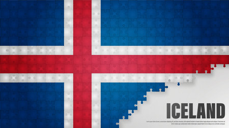 Iceland jigsaw flag background. Element of impact for the use you want to make of it.のイラスト素材
