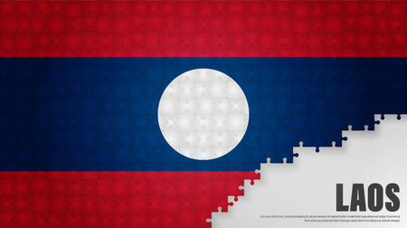 Laos jigsaw flag background. Element of impact for the use you want to make of it.のイラスト素材