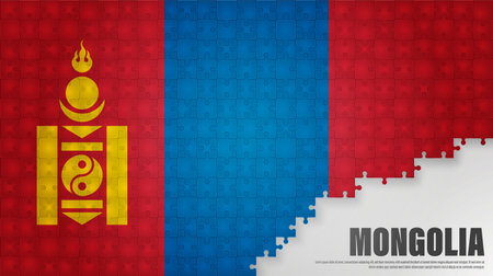 Mongolia jigsaw flag background. Element of impact for the use you want to make of it.のイラスト素材