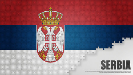 Serbia jigsaw flag background. Element of impact for the use you want to make of it.のイラスト素材