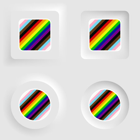 Button with LGBTQ inclusive pride flag. Perfect element also for Pride Month events. Tolerance and freedom concept.のイラスト素材