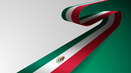 Realistic ribbon background with flag of Mexico. An element of impact for the use you want to make of it.のイラスト素材