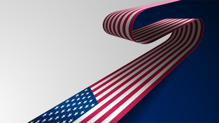Realistic ribbon background with flag of USA. An element of impact for the use you want to make of it.のイラスト素材