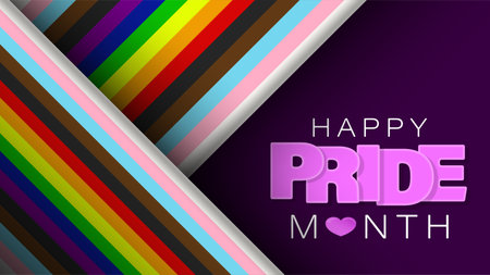 Background with LGBTQ inclusive pride flag with text happy pride monthのイラスト素材