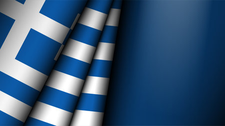 Folded flag of Greece graphic and label. Element of impact for the use you want to make of it.のイラスト素材